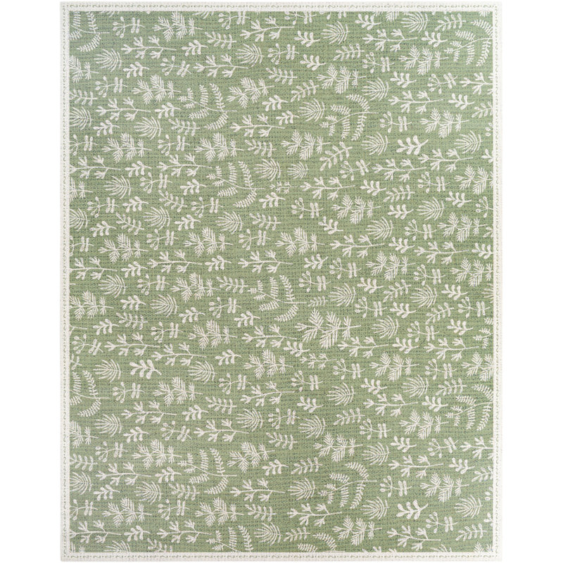 Bluejacket Vinyl Floral Indoor Rug, Rectangle 2' x 3'11"