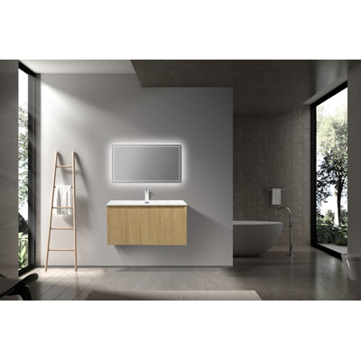  Meuble-lavabo flottant 35,4 po avec plateau intégré Liner