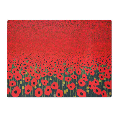 Masterful Poppies Flowers  Glass Chopping Board