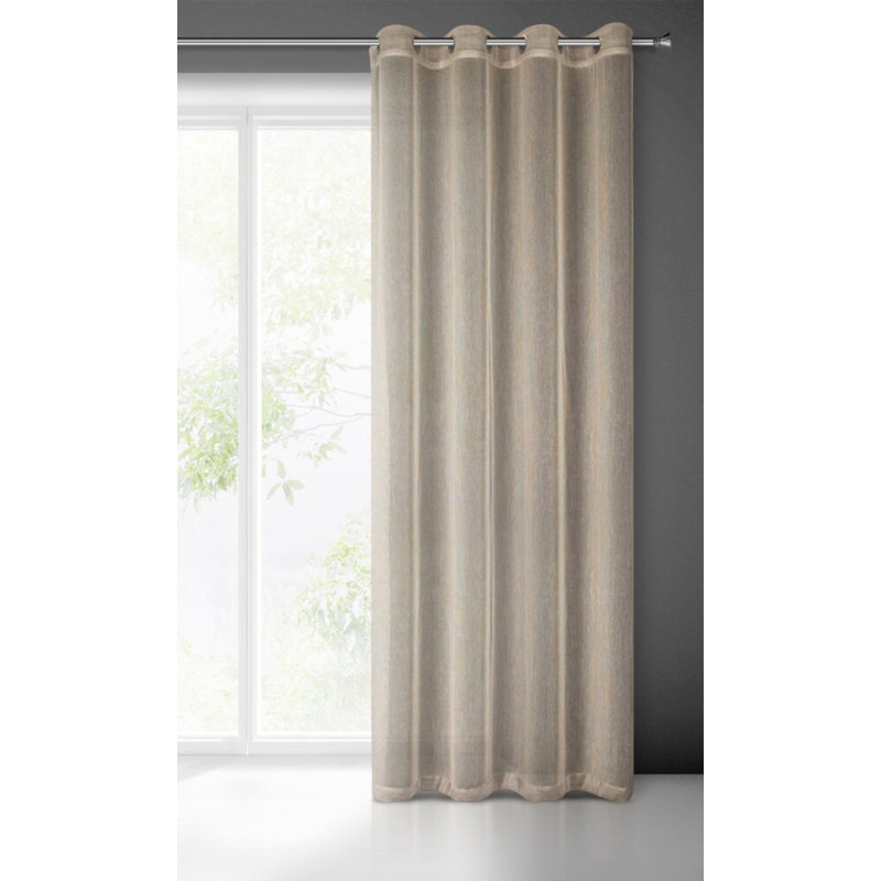 Adela Polyester Standard Eyelet Curtain Panel, Beige
