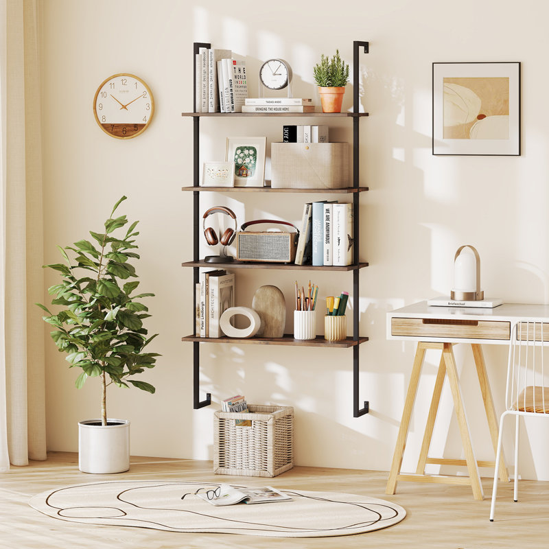 163 cm H x 76 cm W Floating Bookcase, Brown