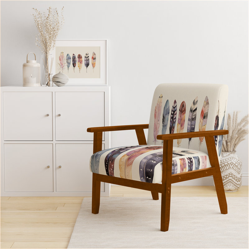 Chaise rembourrée Boho Feather - Fauteuil Free Spirit Feathers, Brown Square Arms