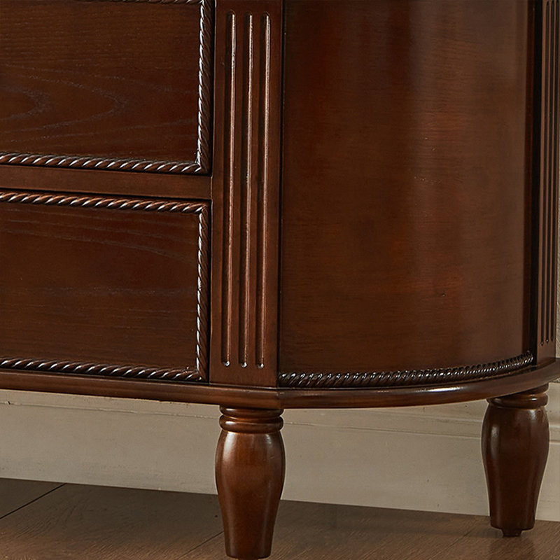 Console en bois massif de couleur noyer foncé, 35.43" H x 32.68" W x 11.81" D, Dark Walnut