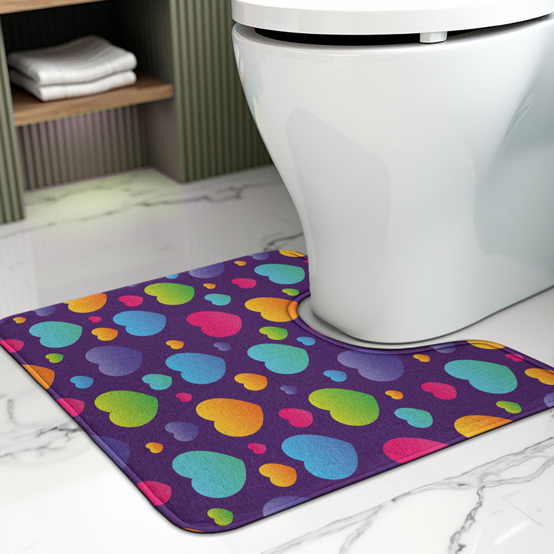 Tapis de salle de bain en forme de U Hearts 20 po Multicolore