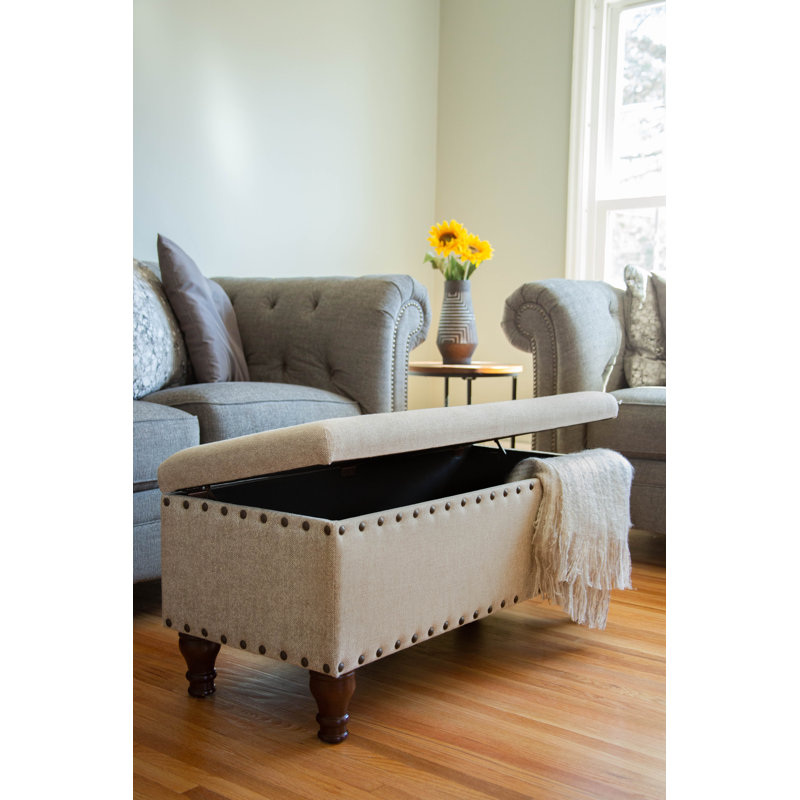 Banc de rangement rembourré Collantes, Têtes de clou taupe / marron tacheté