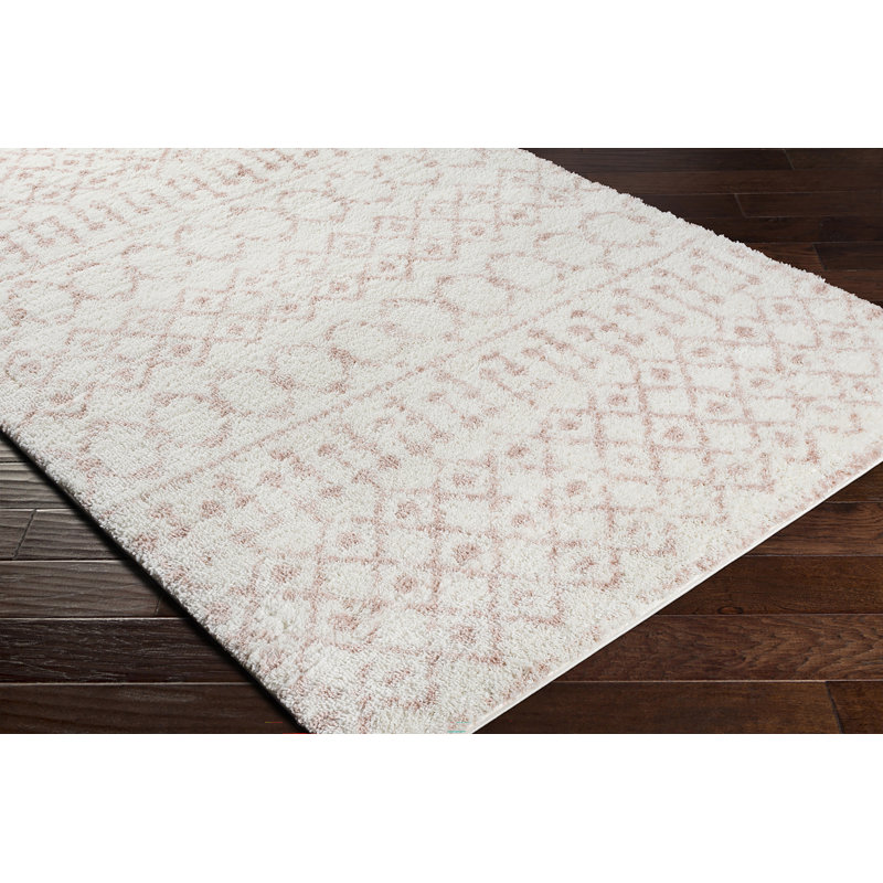 Modern Shaggy Area Cream/Pink, Rectangle 160 x 220cm