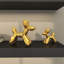 Finition dorée brillante sur les sculptures de chien en ballon de céramique, ensemble de 2:7 po, 9 po