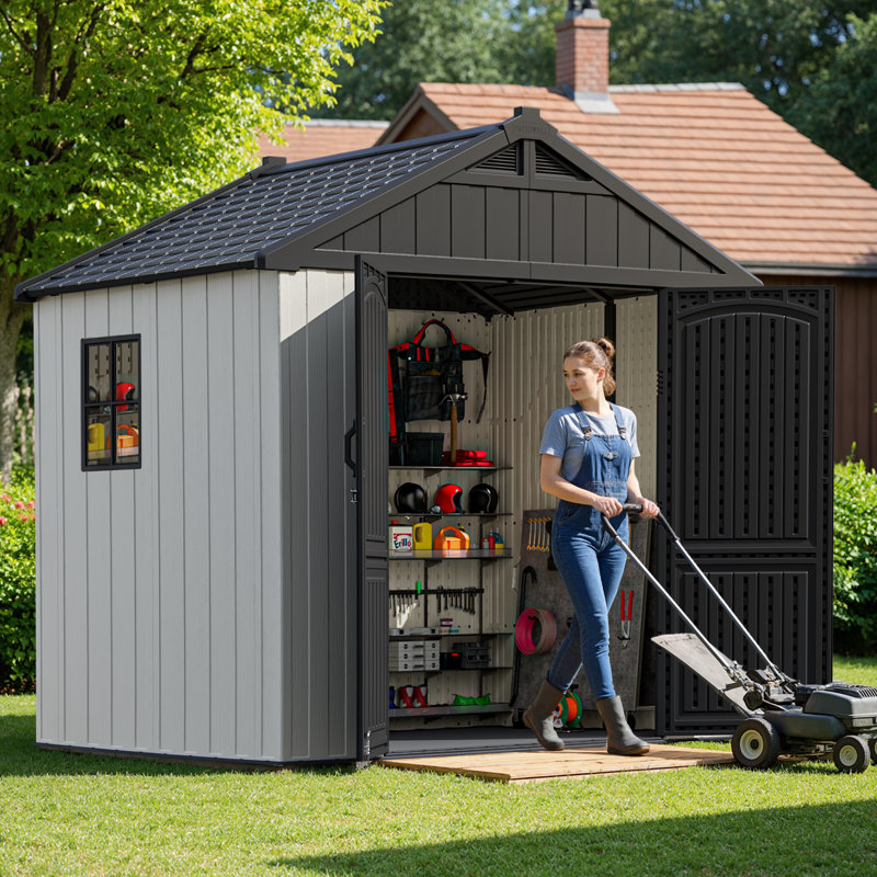 8 Ft. W X 6 Ft. D Resin Storage Shed, Black