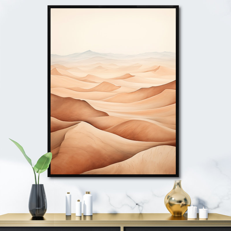 «Saharas Desert Silence I» sur toile, H 20 po x l 12 po x P 1 po, Cadre flottant noir