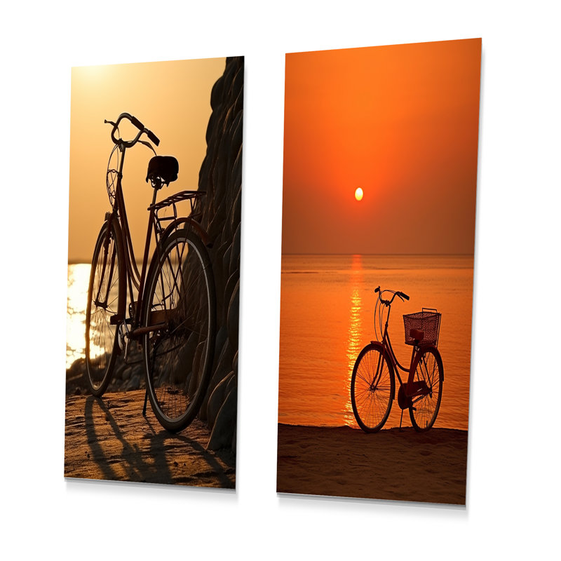 Coucher de soleil coucher de soleil - ensemble d'art mural en métal bicyclette de 2, H 28 po x l 24 po