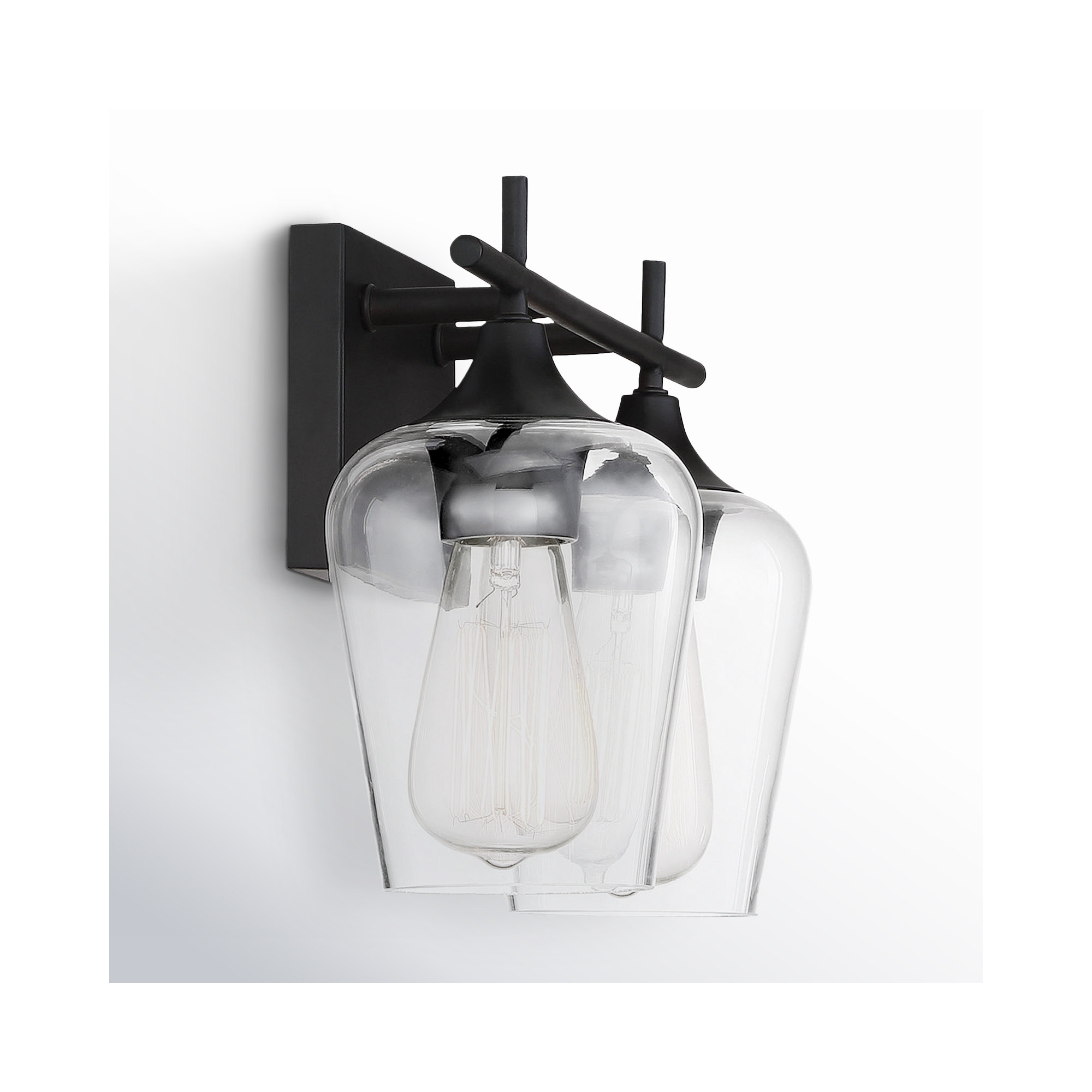 Breena 2 Light Transparent Dimmable Vanity Light, Black