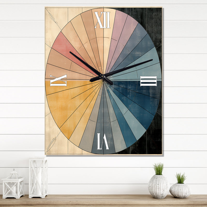 Mid-Century New Balance, abstrait géométrique rétro - horloge murale abstraite, H 32 po x l 24 po x P 1 po
