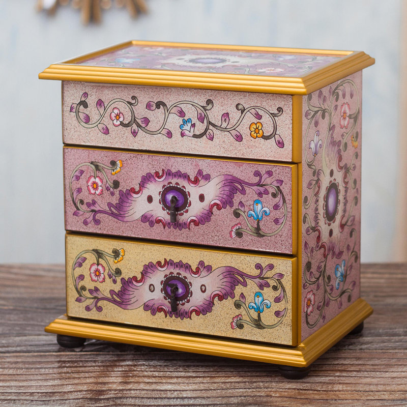 Boîte à bijoux, Or / mauve
