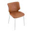 Ensemble de 2 chaises d'appoint, revêtement en cuir véritable brun chaud, dossier haut touffeté à losanges, pieds en métal avec pieds réglables, pour la salle à manger