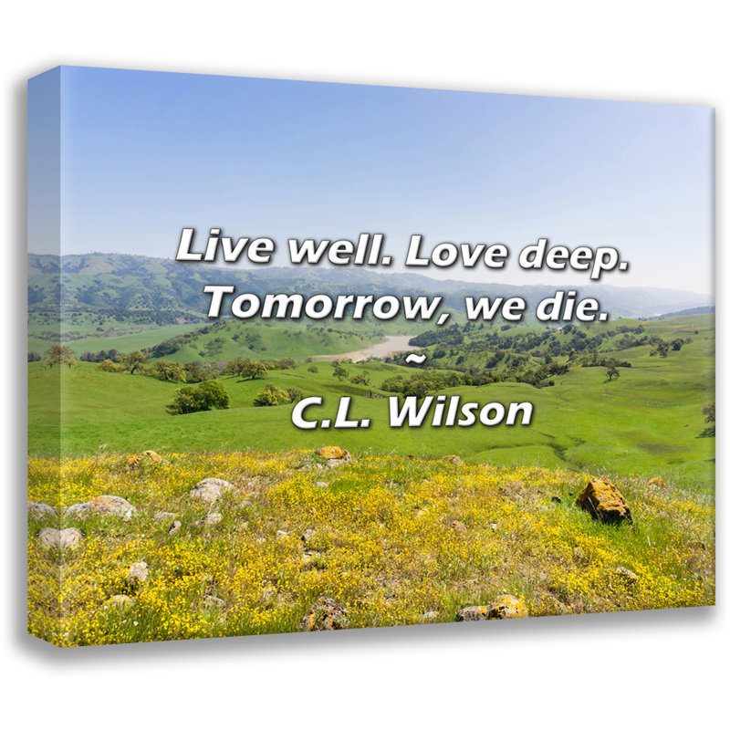 Citation artistique «Live Well. Love Deep. Demain, nous mourons». Par C.L. Toile tendue Wilson Gallery, H 17 po x l 24 po