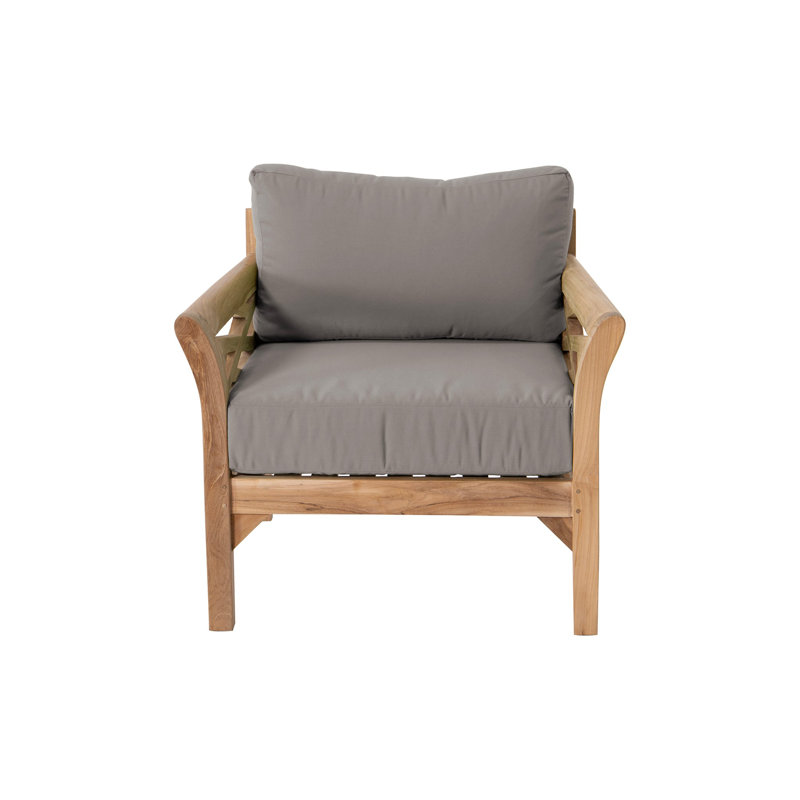 Monterey Teak Outdoor Club Chair with Sunbrella Cushions, Taupe