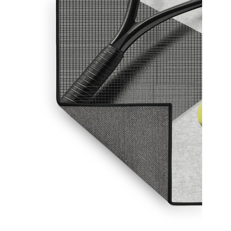 Tapis gris moelleux moelleux à motif de raquette de tennis moderne et contemporain Soft, 7 x 9