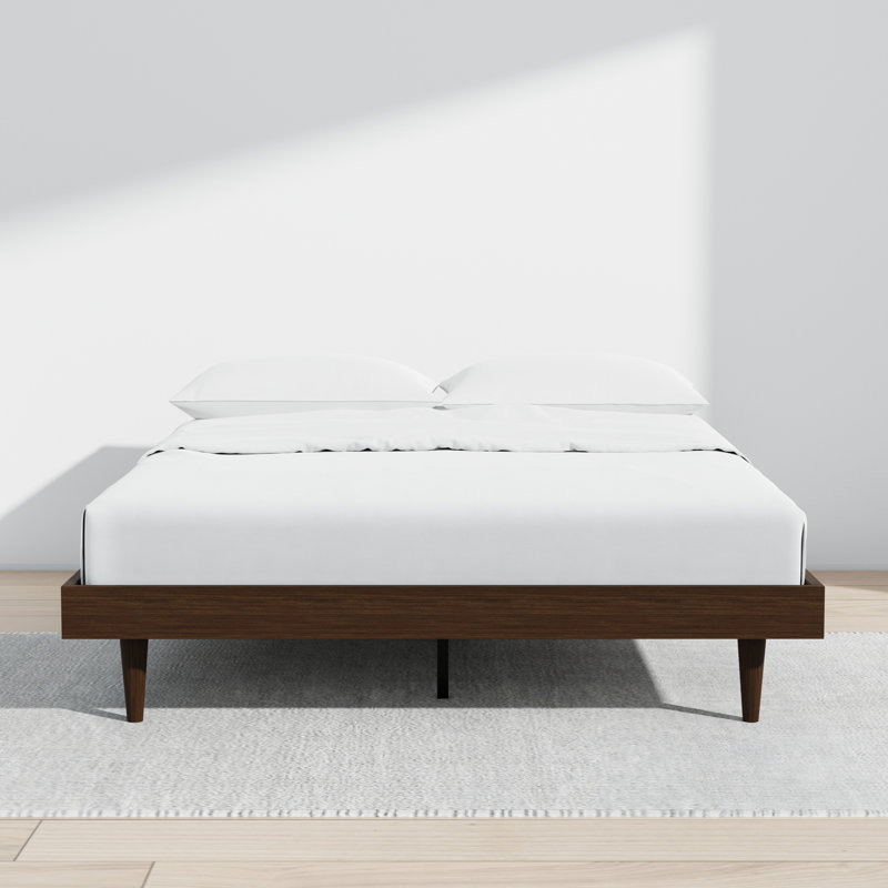 Wojcik Modern Wooden Bed Frame, Brown, Queen