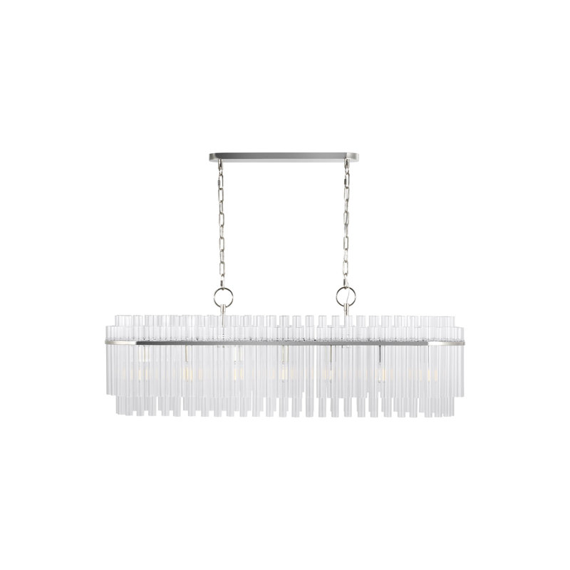 7 - Light Dimmable Square / Rectangle Chandelier, Polished Nickel