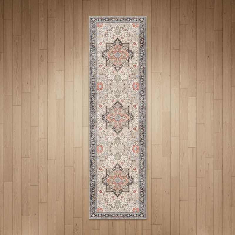 Roehit Oriental Performance Machine Washable Area Rug, Runner 2' x 10', Rosy Pink