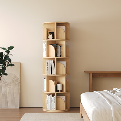Bibliothèque rotative, petite étagère de coin à 5 niveaux pour étagères en bois