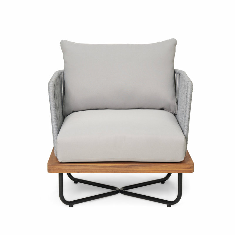 Chaise d'extérieur en bois d'acacia pour patio, gris
