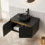 Meuble-lavabo de salle de bain avec lavabo rond en verre, armoire de rangement murale avec portes doubles, meuble-lavabo avec rangement pour la maison
