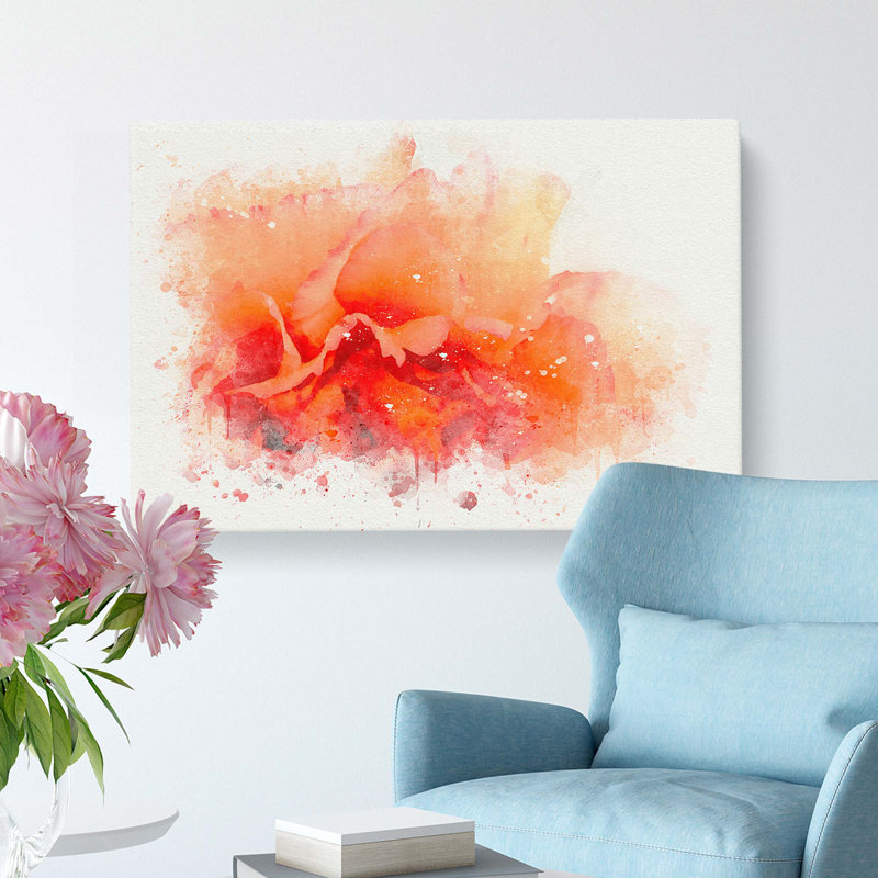 Orange Carnation Flower In Abstract - Wrapped Canvas, 50cm H x 76cm W x 3cm D