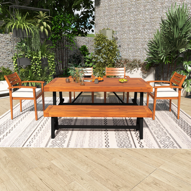 7-Piece Rectangular Outdoor Patio Dining Set With Cushions