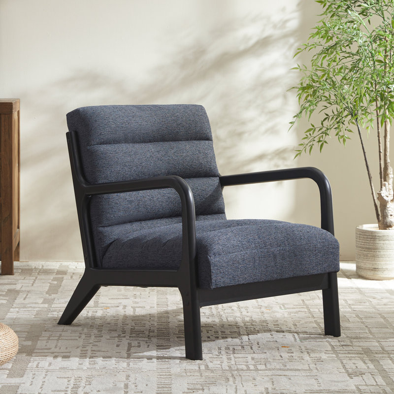 Zoned Design Upholstered Accent Chair Solid Wood Armchair, Blue