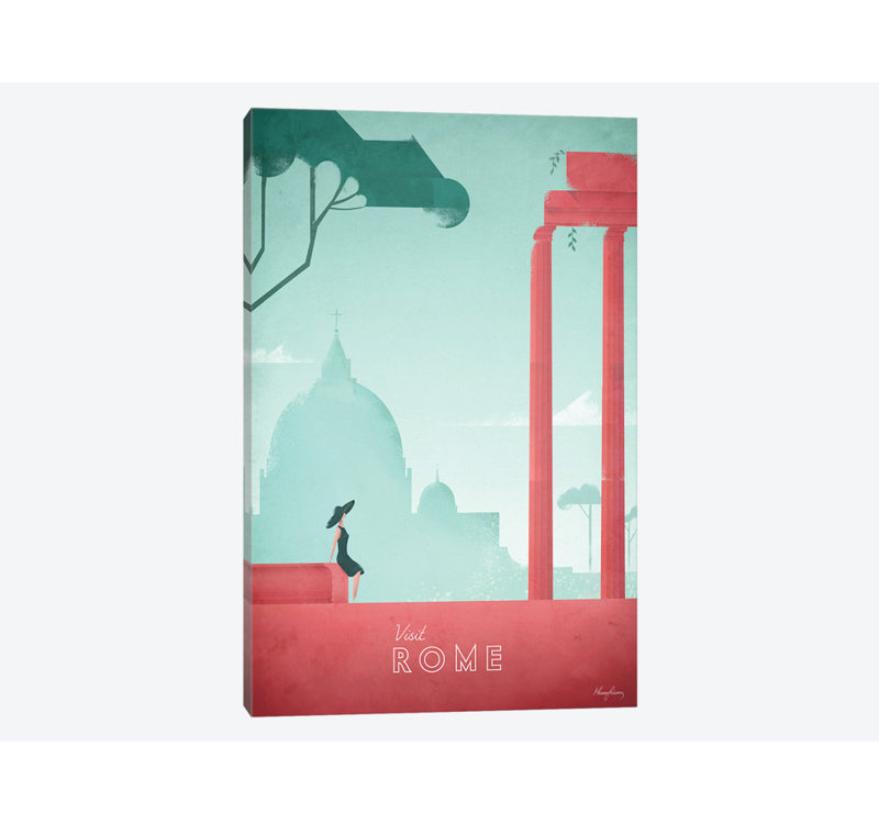 Rome, impression sur toile tendue, H 24 po x l 16 po x P 1 po, Papier d'art encadré noir, Blanc
