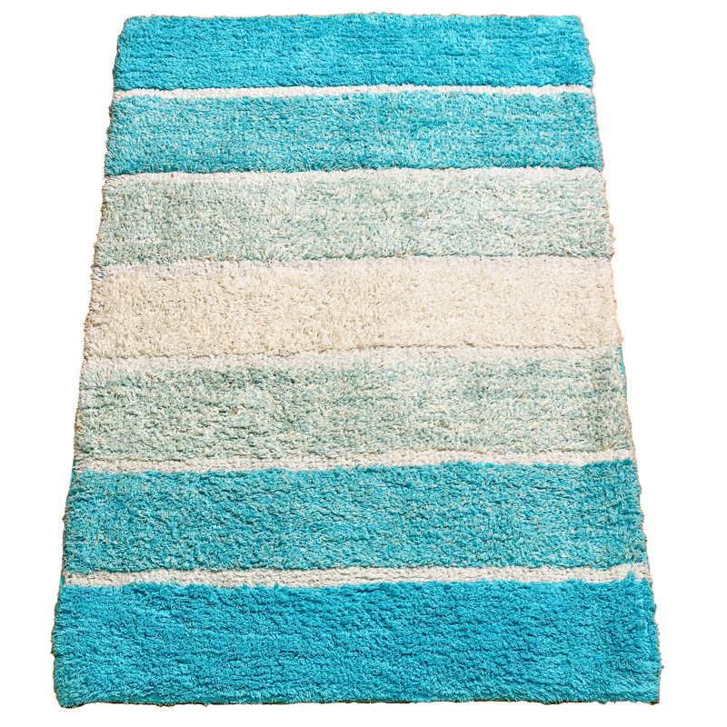 Tapis pour salle de bain Cervantez, Aigue-marine / turquoise, L 21 po x L 34 po
