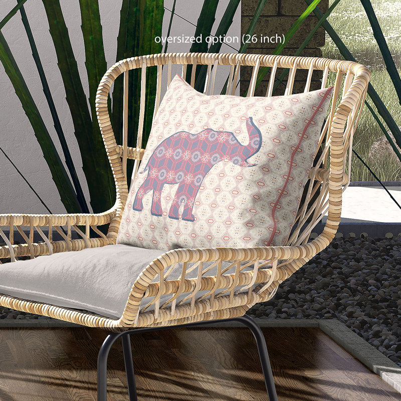  Housse et insert de coussin carré en polyester intérieur / extérieur, 16 po x 16 po, Blanc / rose / bleu