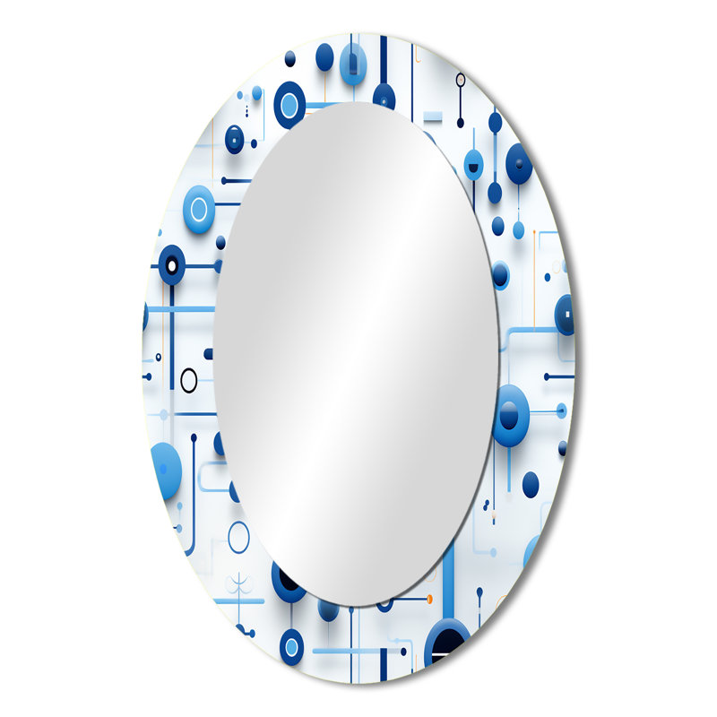 Vadlamudi - Miroir mural ovale bleu, H 36 po x l 24 po