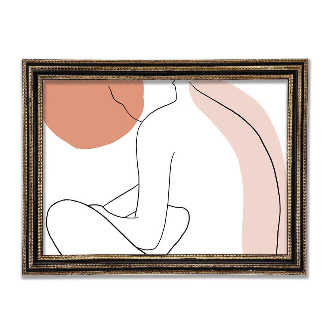 Gerahmtes Leinwandbild The Sitting Woman Line Drawing