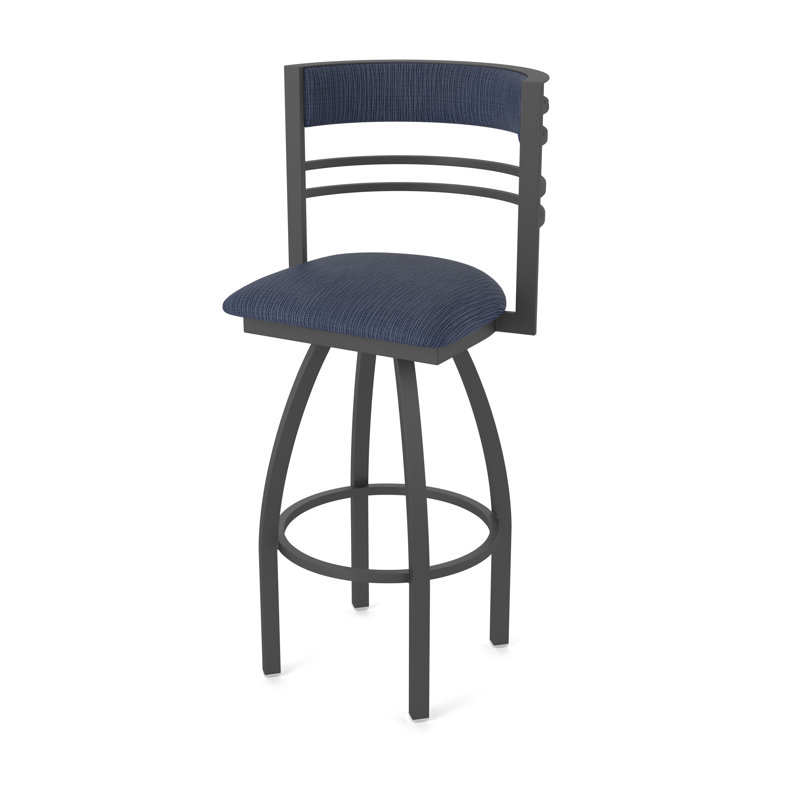 Hunter Swivel Stool, Tabouret de bar (siège d'une hauteur de 30 po), Étain, Tissu-graphique ancre