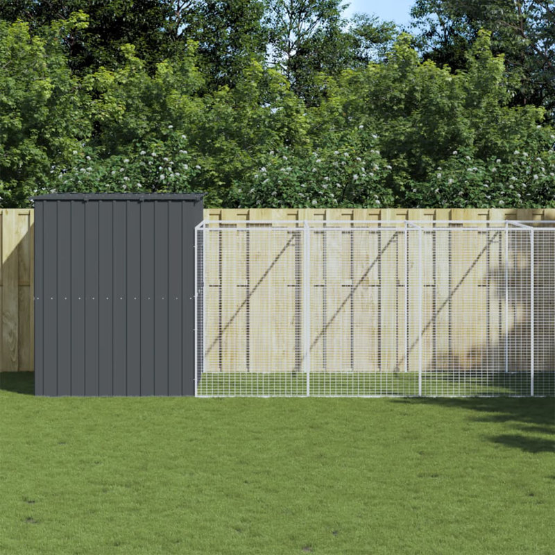 Niche pour chien en métal, H 71,3 po x l 65 po x P 179,1 po, Gris anthracite