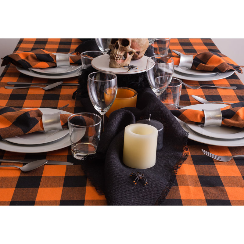 Wolsingham Gingham 100% Cotton Square Tablecloth, 52" L x 52" W, Orange