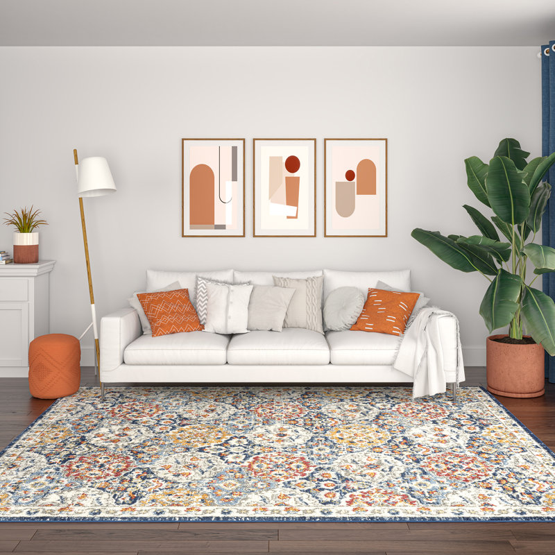 Tapis oriental bleu marine Adriana, Rectangle 9 pi x 12 pi, Navy