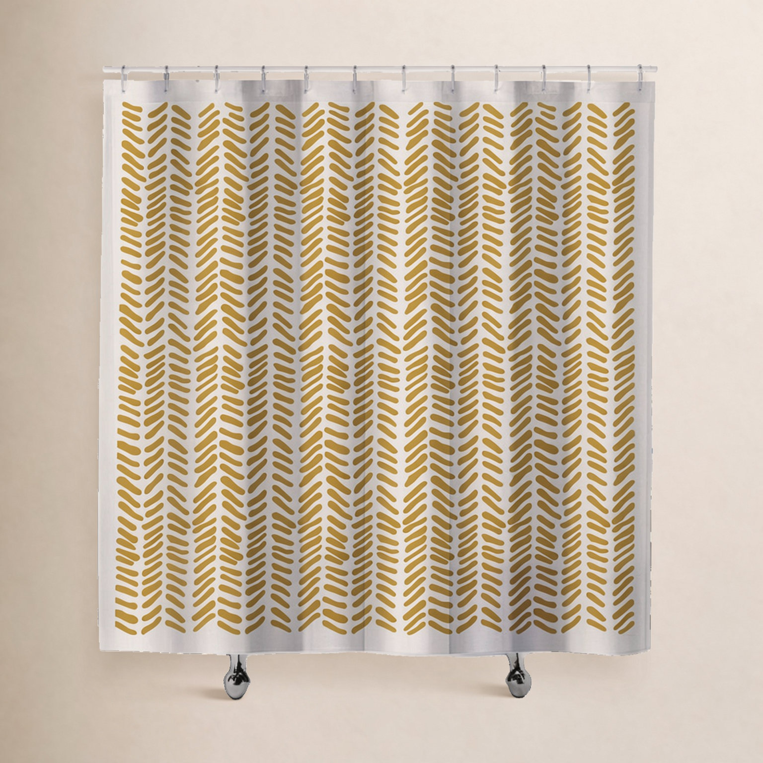 Thora Tribal Shower Curtain, ThoraVee Mustard