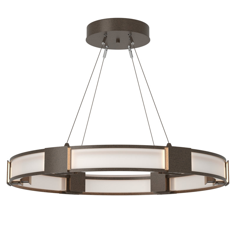 Aura Glass Ring Chandelier, Bronze, Frosted Glass