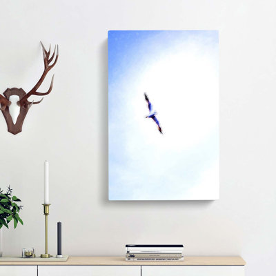 Flying Seagull Abstract Art - Wrapped Canvas
