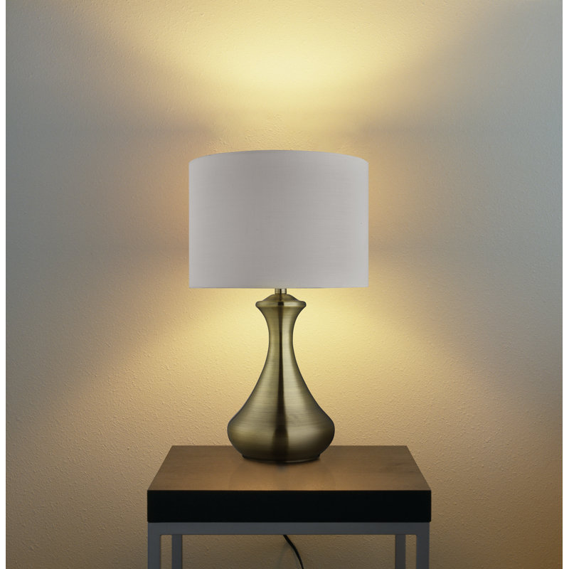 Fraizer Metal Table Lamp, Antique Brass Base/Cream Shade