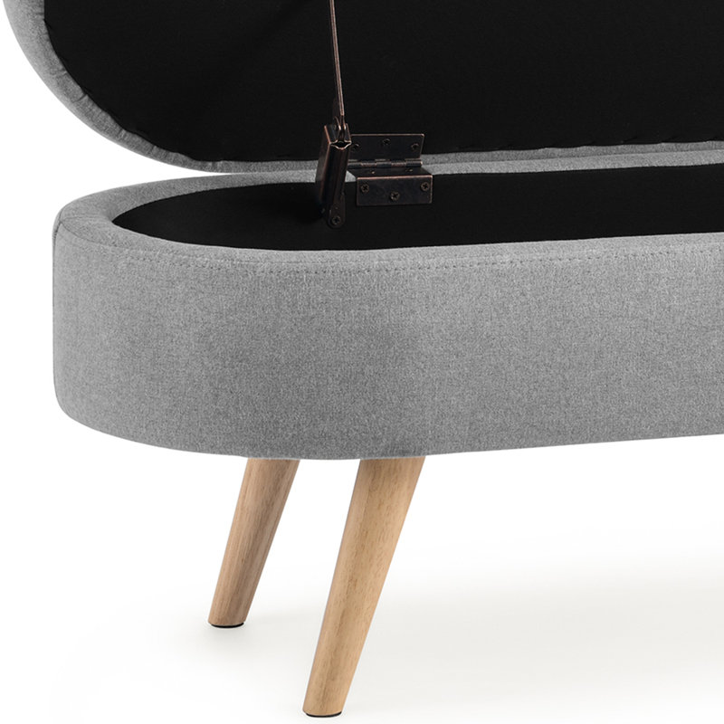 Elegant Minimalist Designed Linen Upholstered Storage Bench With Flip-Top Cabinet, Gray