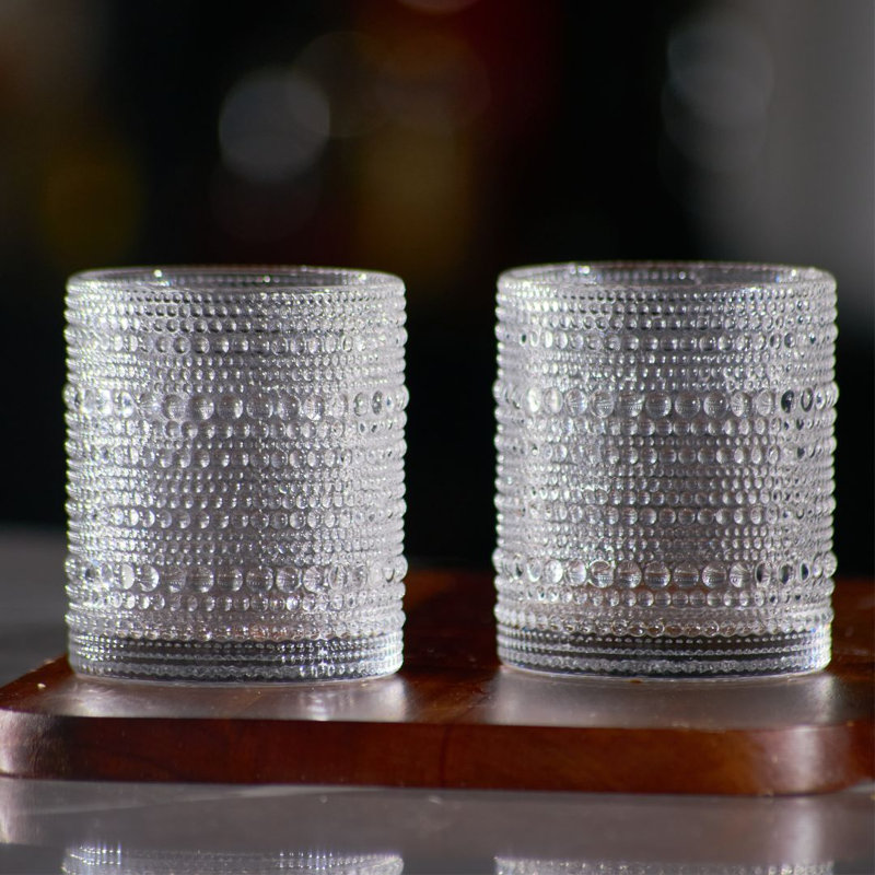 Ensemble de 2 verres à whisky cloutés rétro 10 oz.