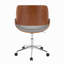 Chaise de bureau contemporaine, bois de noyer et tissu gris