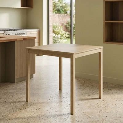 Table de salle à manger à hauteur de comptoir carrée en bois de chêne clair, table de salle à manger contemporaine en bois massif