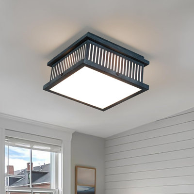  Leeban Modern Flush Mount Ceiling Light Fixture, 12.5'' Square Close to Ceiling Light, 4-Light Metal Ceiling Lamp with Acrylic Shade for Living Room Kitchen Hallway, Bedroom, Balcony