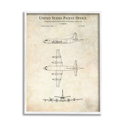 Schéma de brevet rétro avion vintage par Karl Hronek - impression