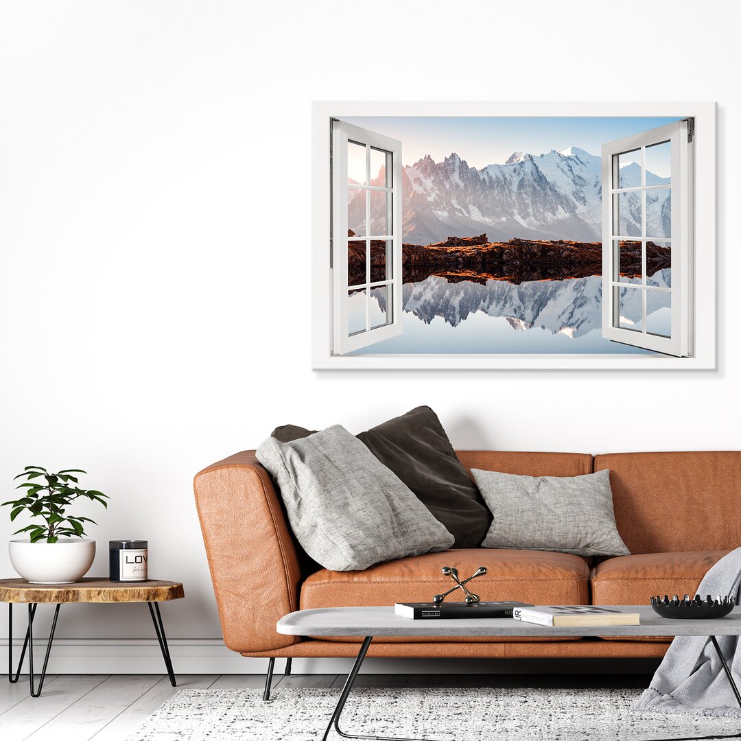 Fotodruck Monte Bianco Alpen Berg See Chesery Fenster